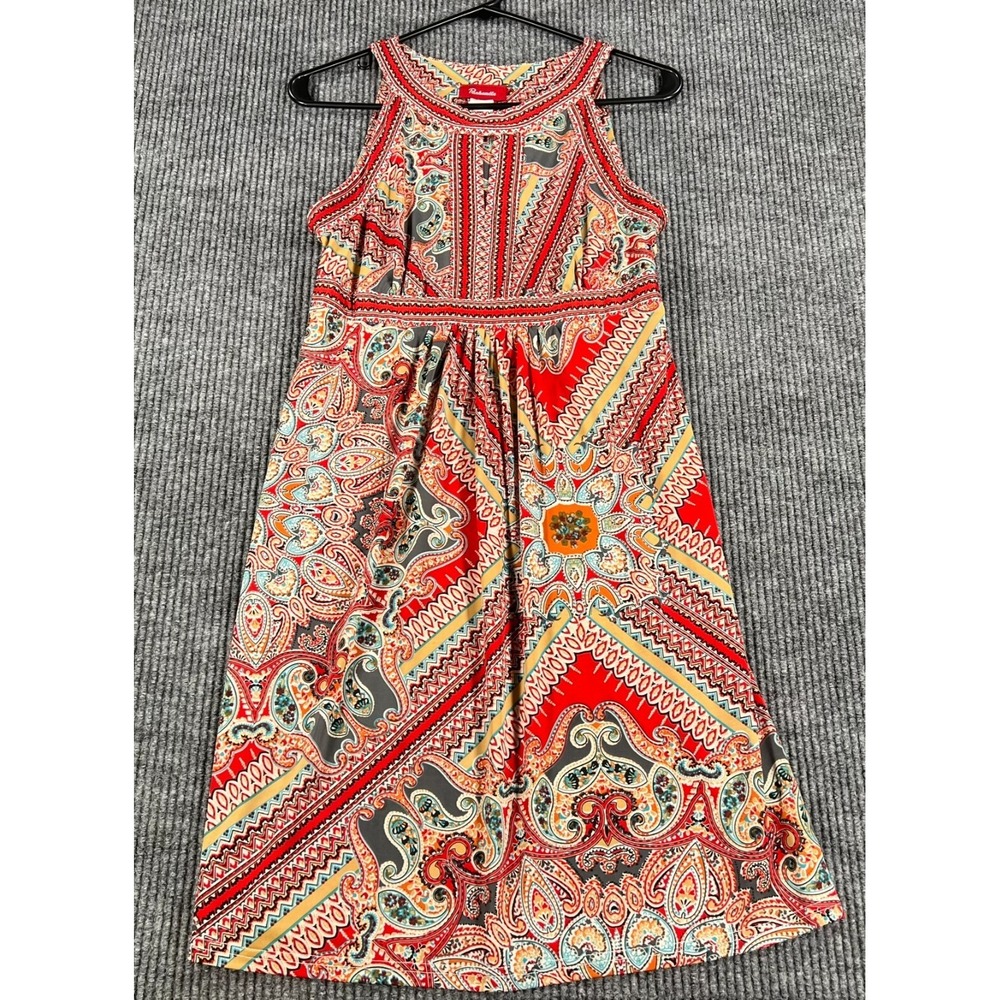 Panhandle Dress Womens Size Small Red Geometric Western Casual Sleeveless